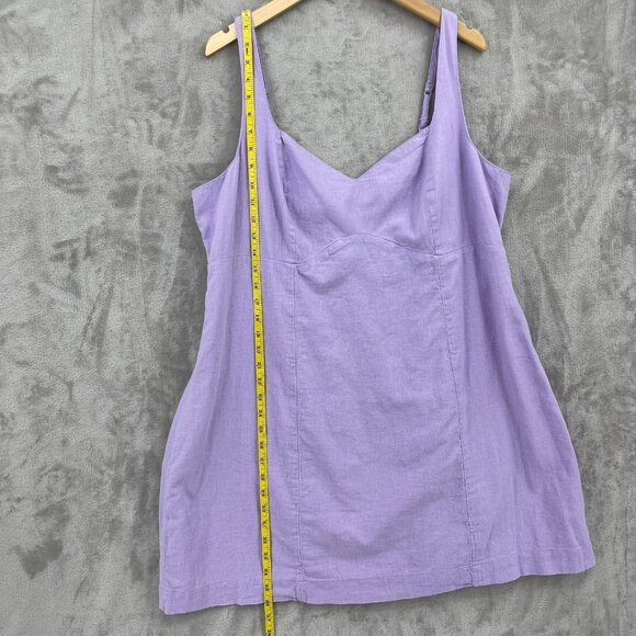 Abercrombie & Fitch Linen Blend Smocked Back Mini Dress Lavender - Picture 10 of 14